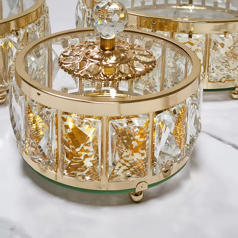Bol à fruits en verre de cristal de luxe européen avec couvercle