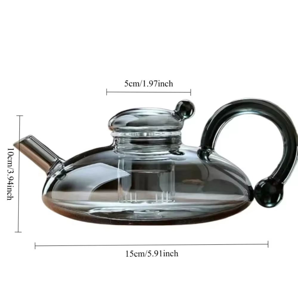 Théière en verre transparent avec infuseur