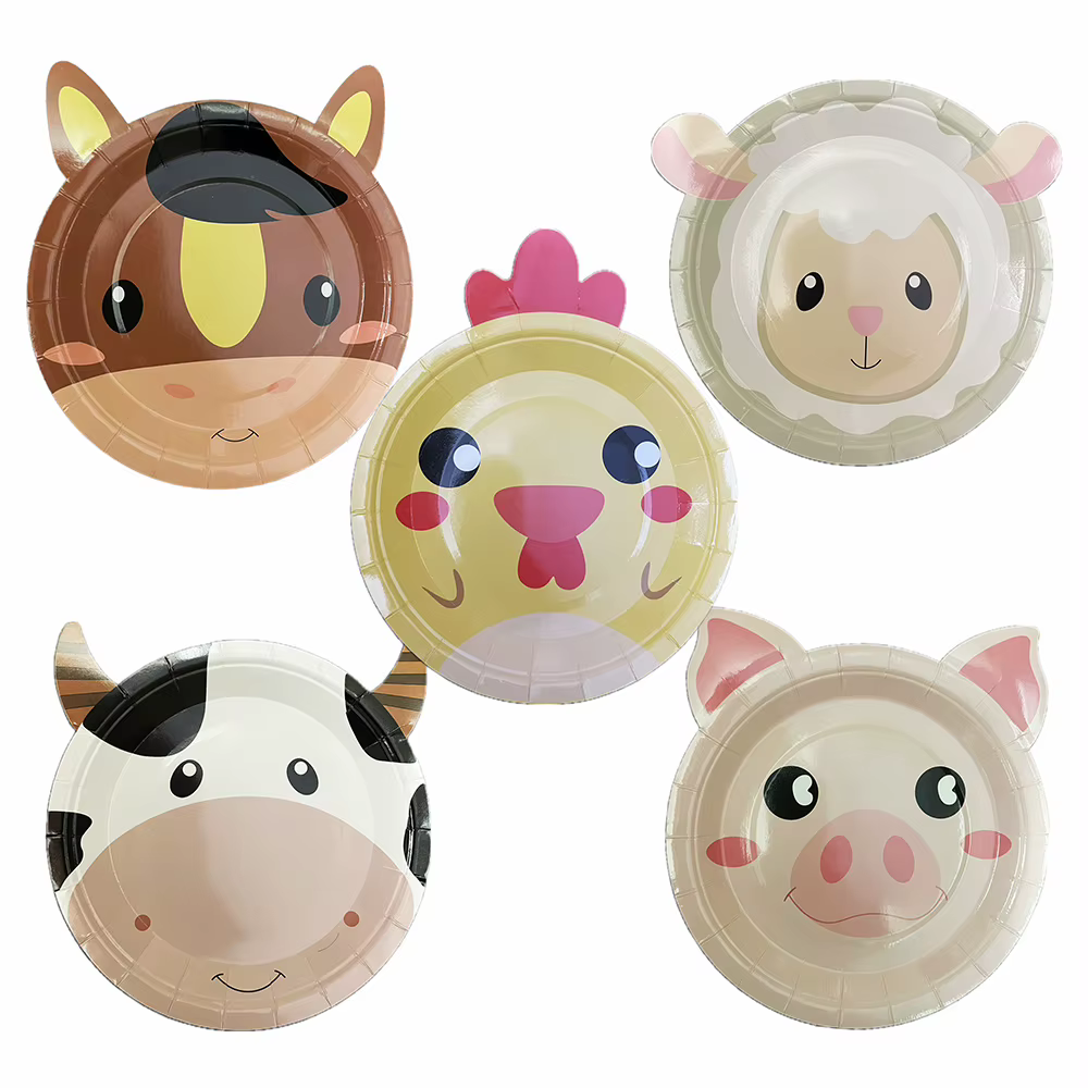 Assiettes en forme d'animaux de ferme