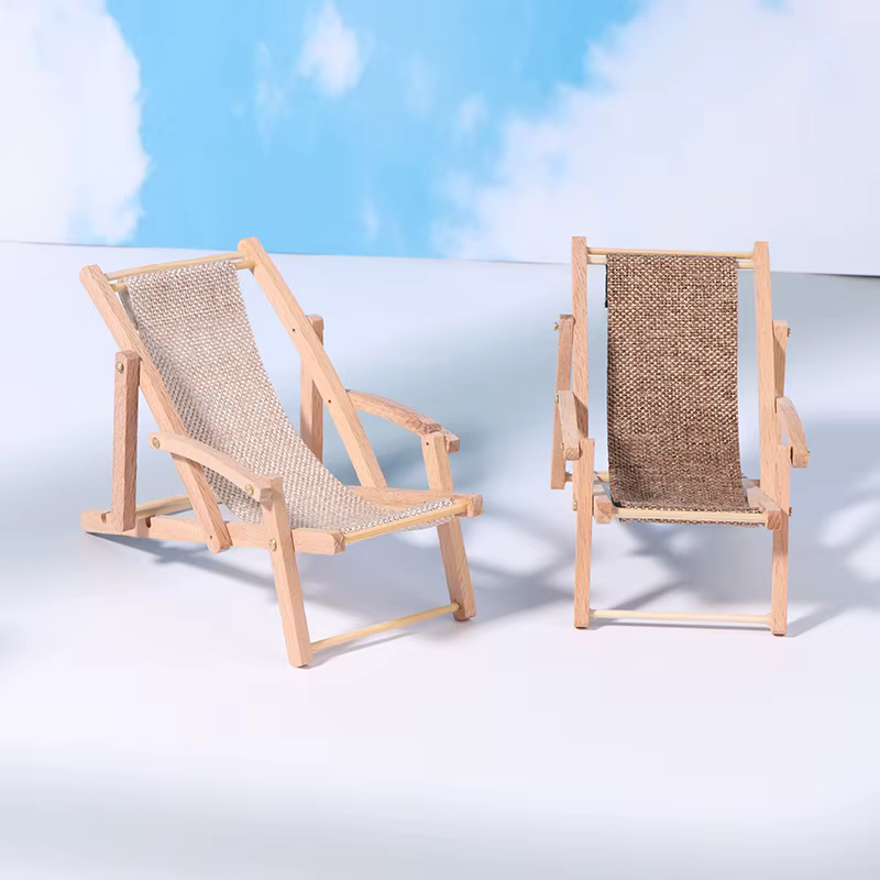 Chaise de plage Miniature pour maison de poupée 1:12, modèle de chaise longue, accessoires de meubles pour décoration de maison de poupée, jouets de jeu pour enfants