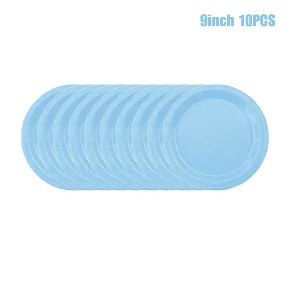 Vaisselle Jetable Bleu Clair Assiettes En Papier Tasses Serviettes Pour Garçon Baby Shower Fête D'anniversaire Décoration Révélation De Genre Baptême Fournitures De Table Pastel Élégant