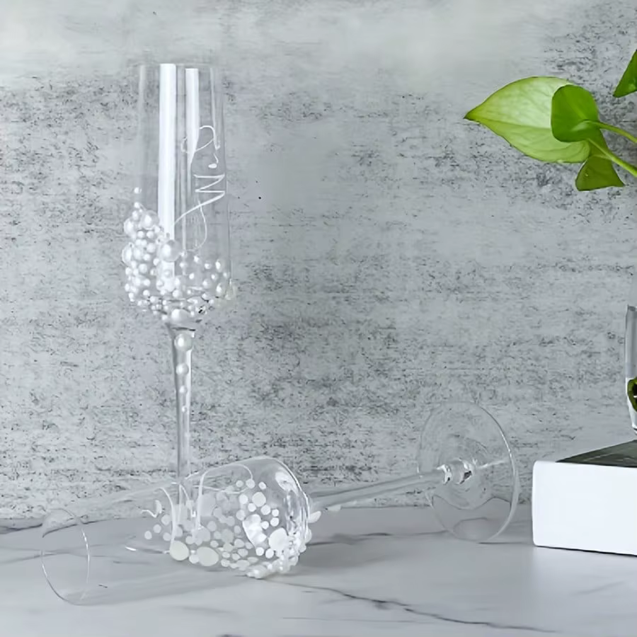 Verres en perles de cristal élégants pour Champagne