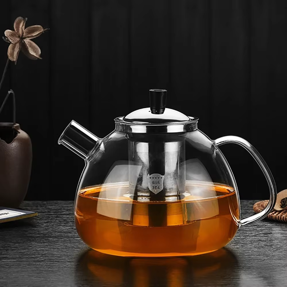 Théière en verre 800/1500ml avec infuseur en acier inoxydable