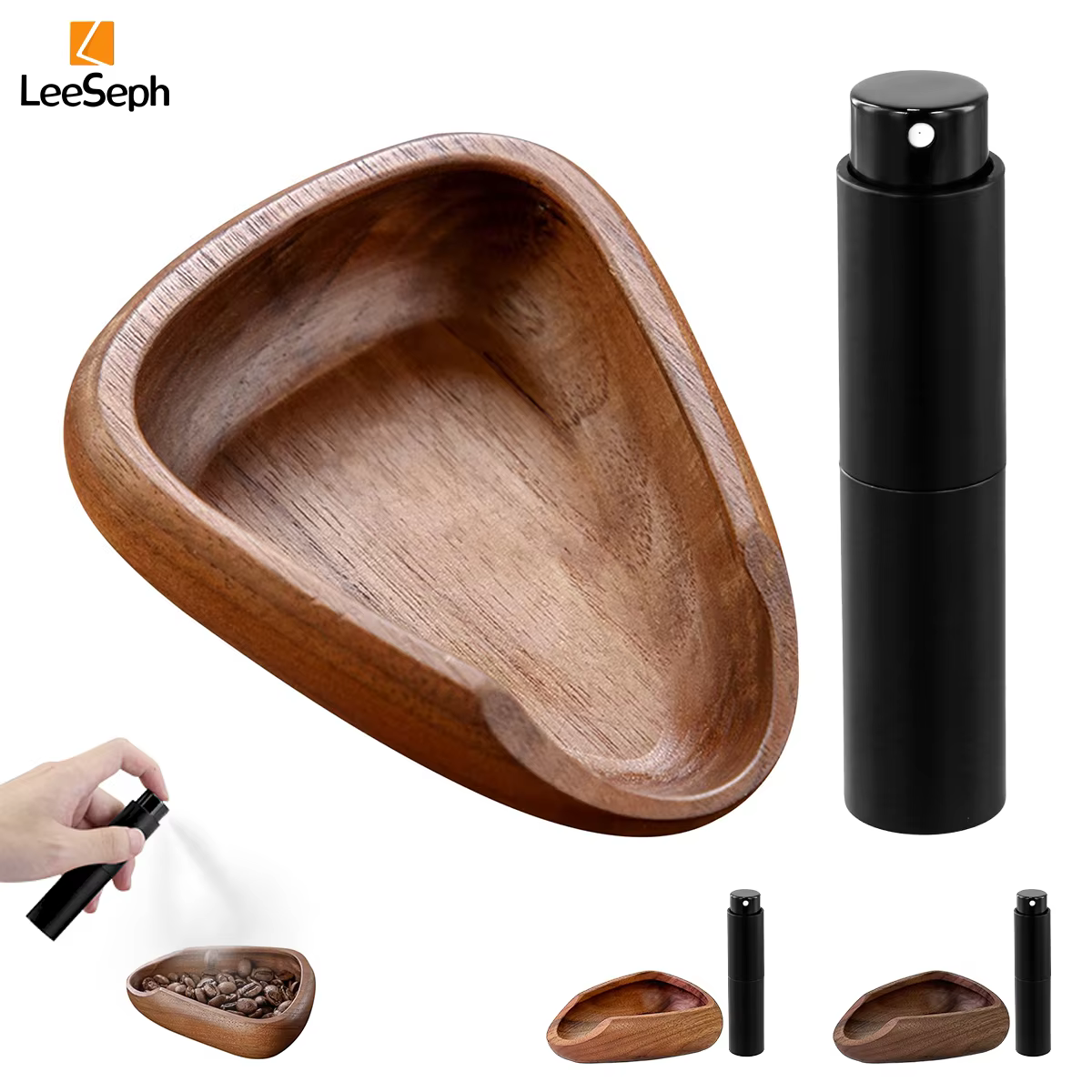 Leeseph – tasse doseuse multifonctionnelle en bois pour grains de café et flacon pulvérisateur léger