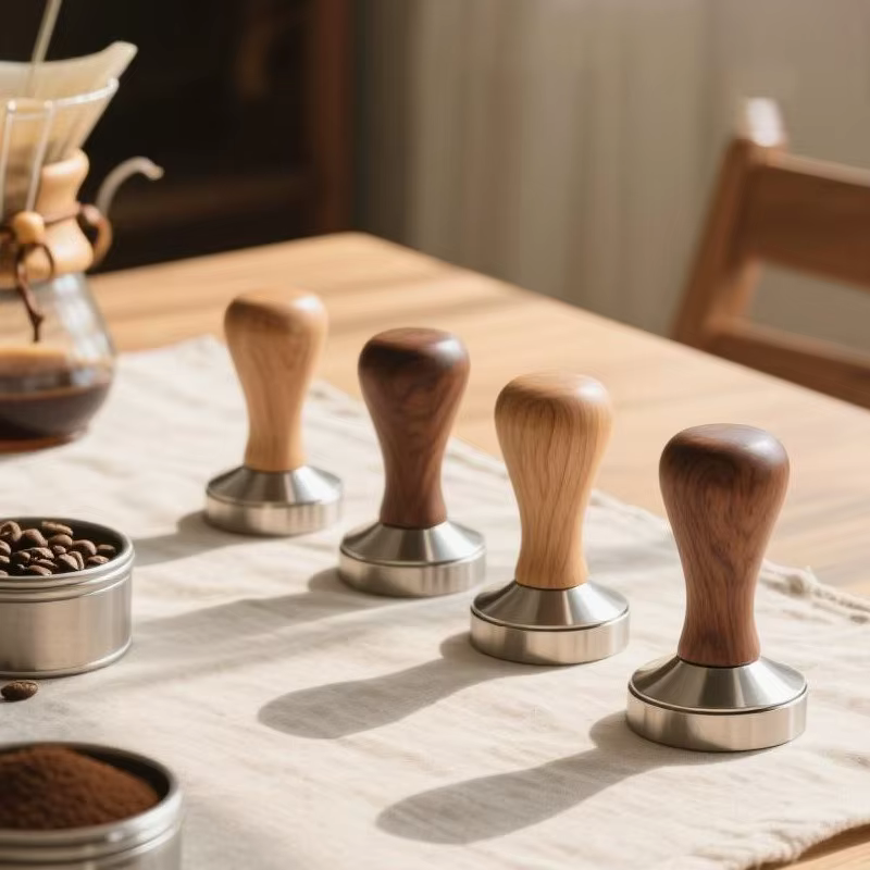 Presse à café poudre marteau manche en bois massif 304 acier inoxydable