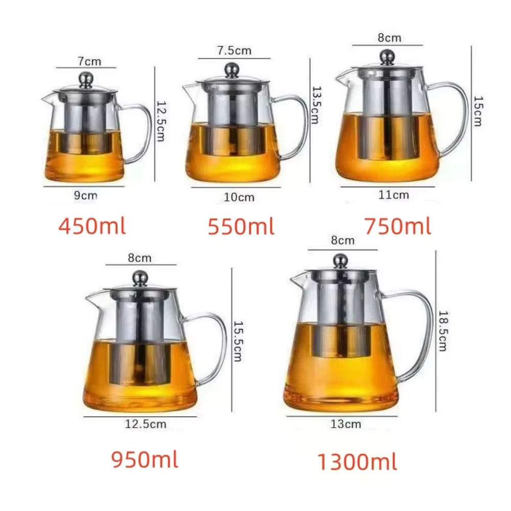 Théière en verre borosilicate résistant à la chaleur