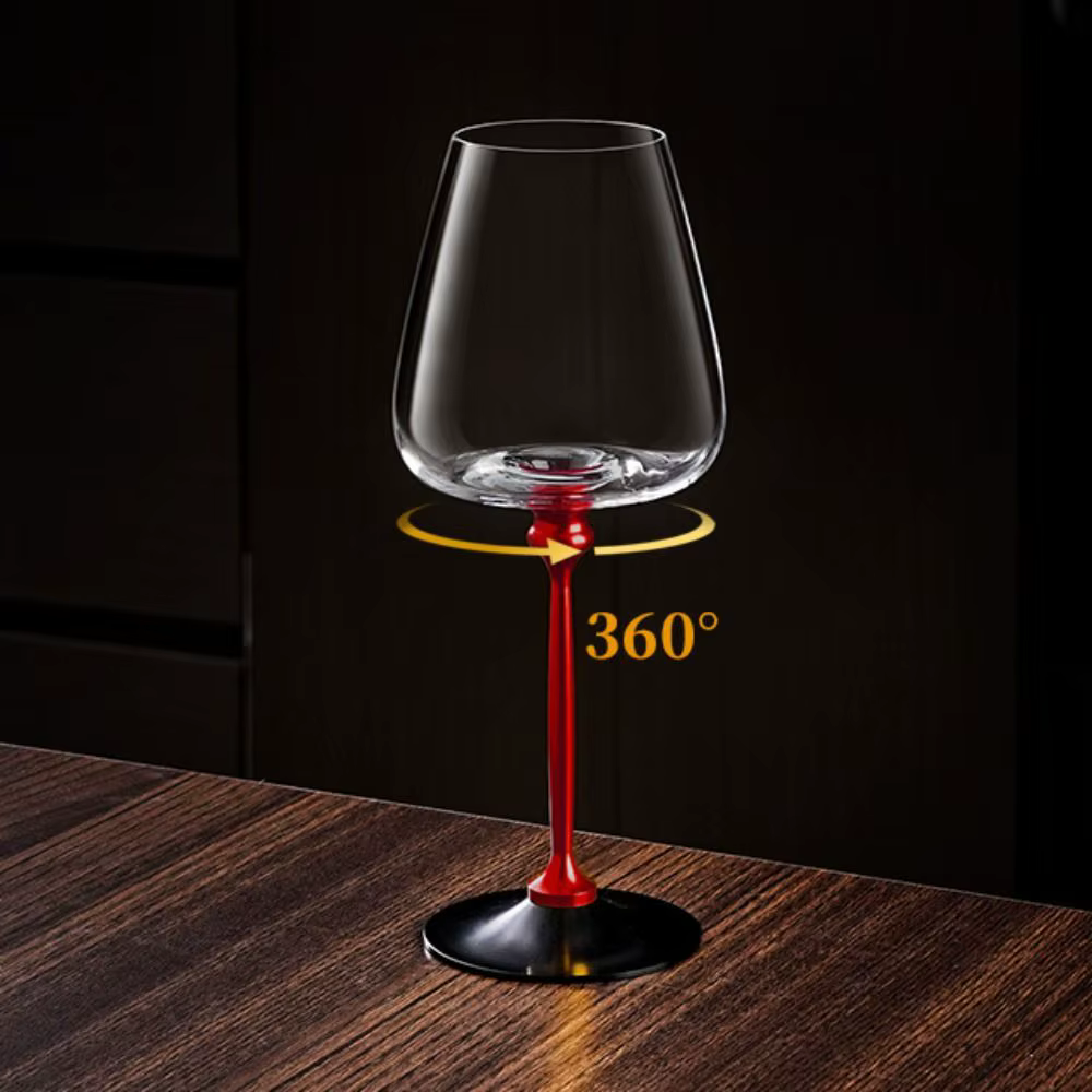 Verres à vin rotatifs uniques en verre transparent