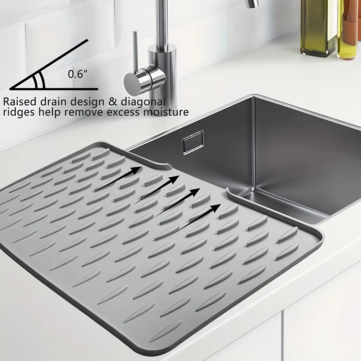 Tapis de vidange de cuisine en Silicone avec conception de Drainage intégrée