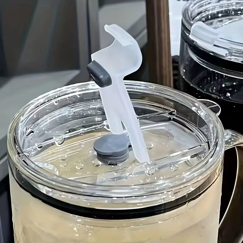 Grand verre avec couvercle et paille de 1l