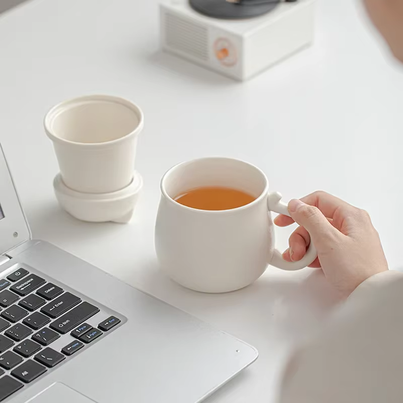 Tasse à thé chat porte-bonheur avec couvercle
