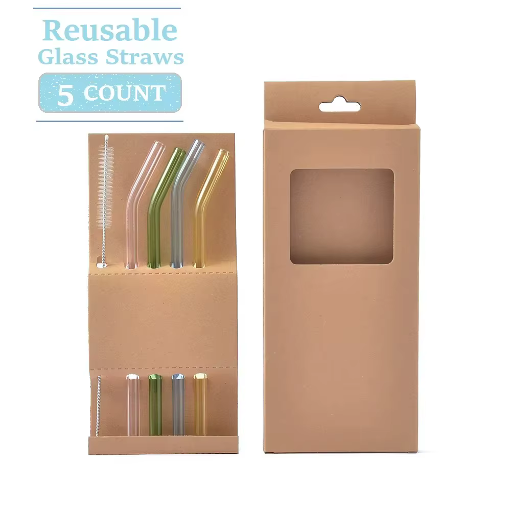 Ensemble de pailles en verre