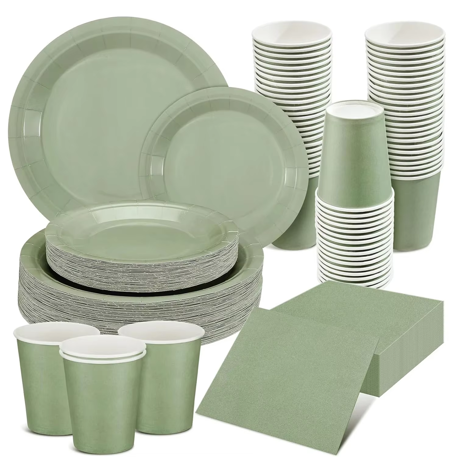 Assiette de couleur unie vert sauge
