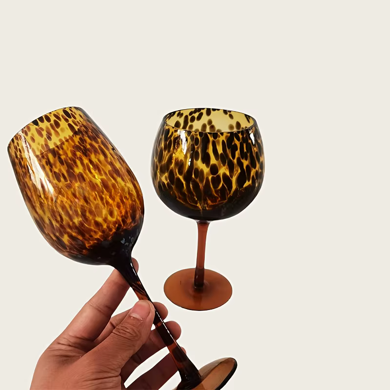 Verre à vin haut de gamme imprimé léopard