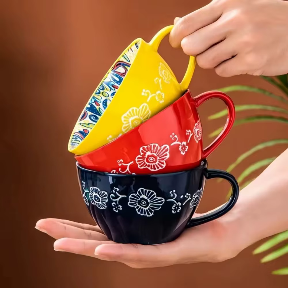 Tasse de petit déjeuner bohème en céramique créative