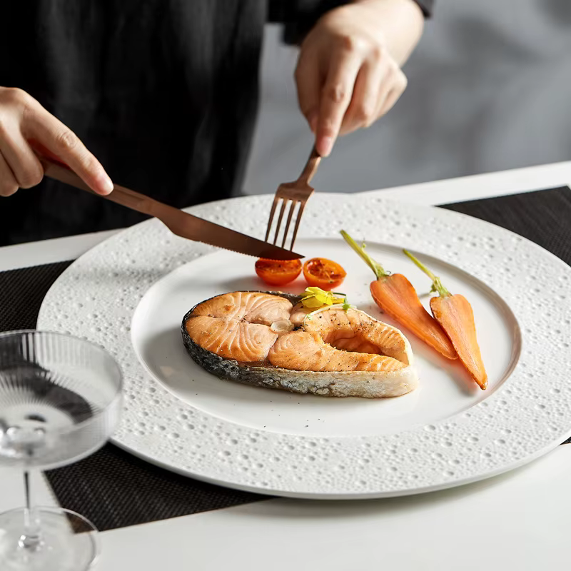 Vaisselle blanche pure assiette à Steak Cuisine occidentale usage domestique pâtes italiennes