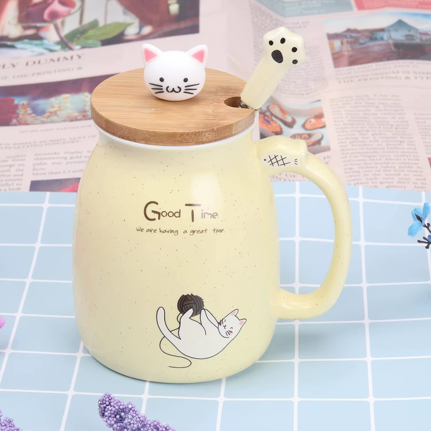 Tasse à thé Kawaii, tasse à café en céramique avec chat mignon