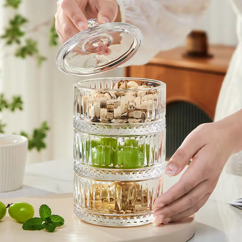 Tasses à Dessert glacées en verre élégantes avec couvercles