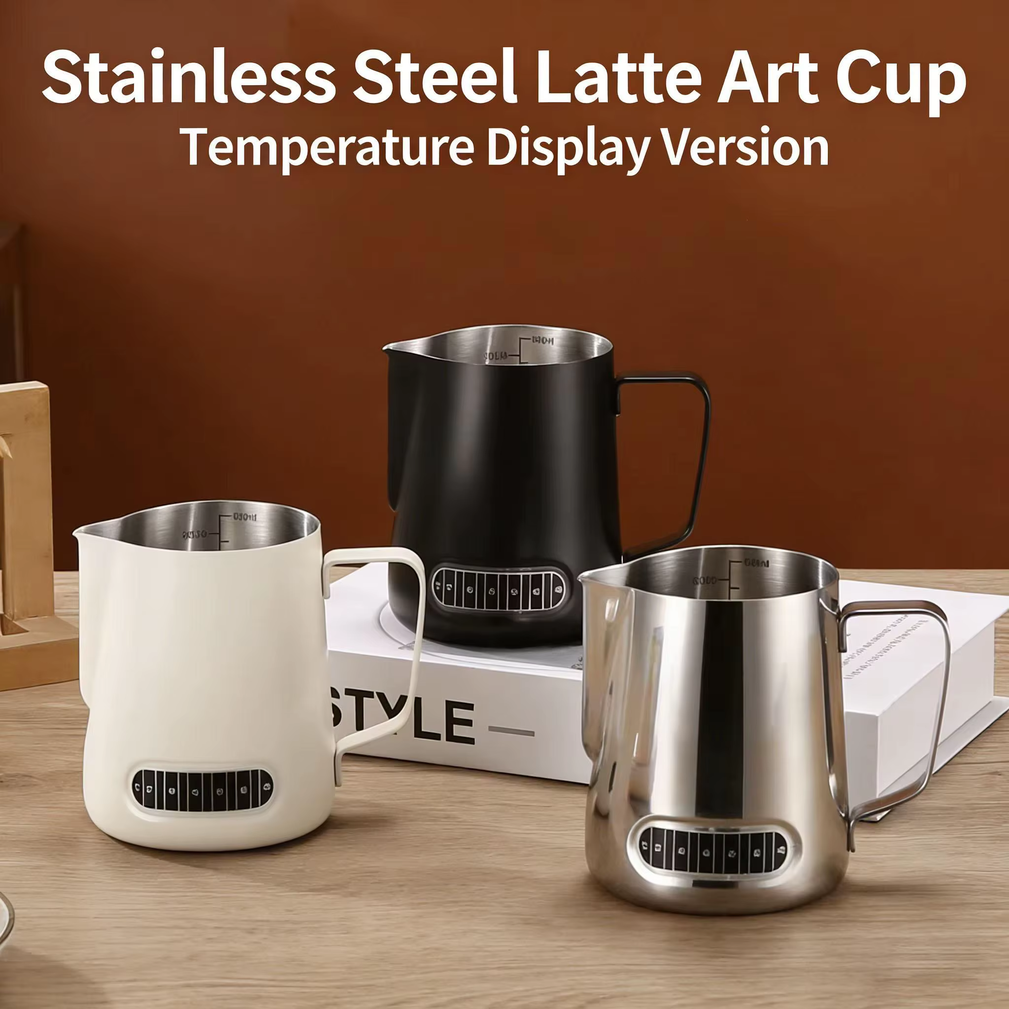 350/600ml Latte Pull Cup avec autocollant de température en acier inoxydable avec la tasse de mousse de lait