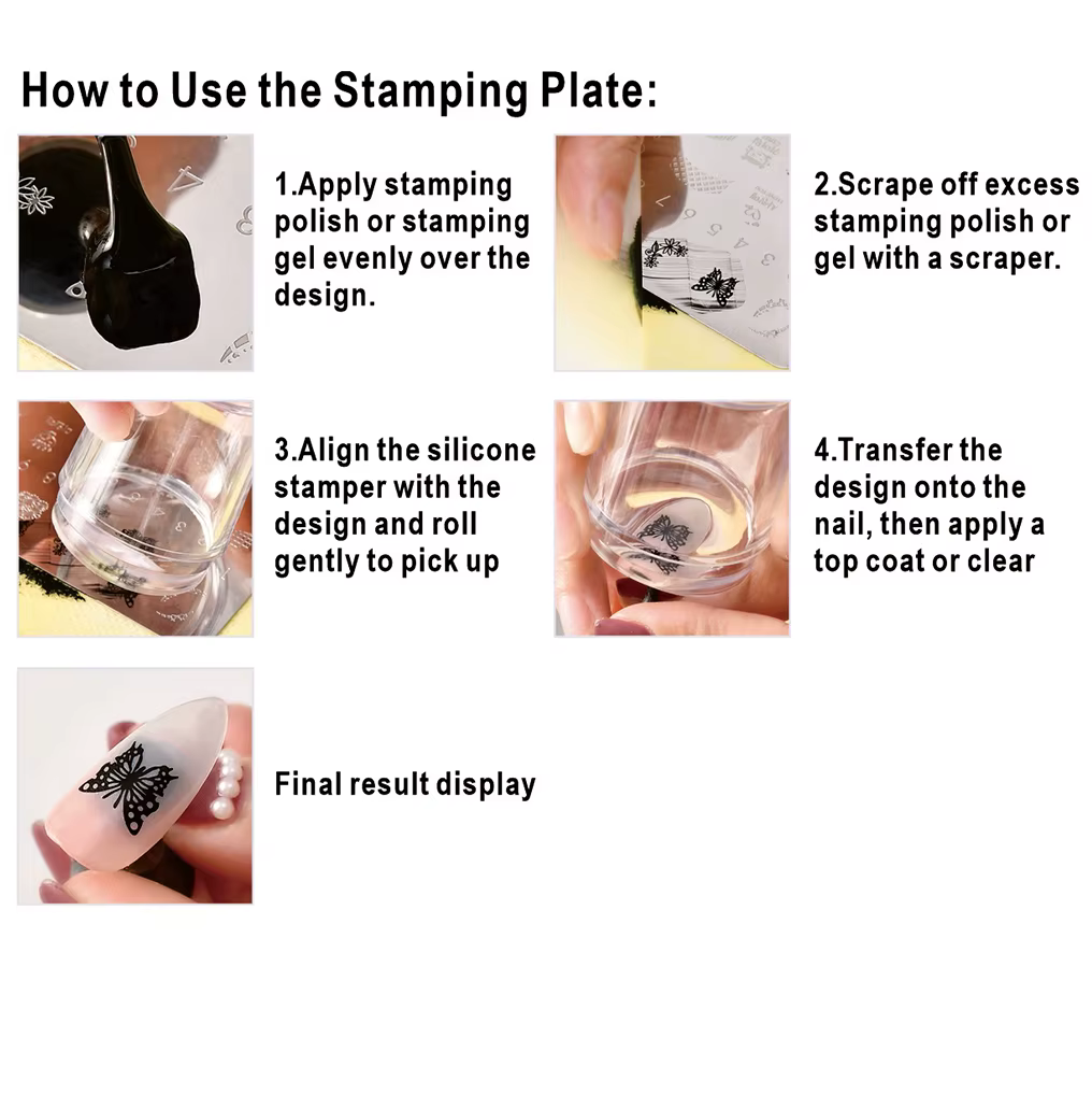 Plaque de stamping pour nail art, plaque en acier pour débutants, modèle de décoration d'ongles sans peinture manuelle, croix, crâne gothique, éléments rock, gel de stamping, moule à vernis à ongles,