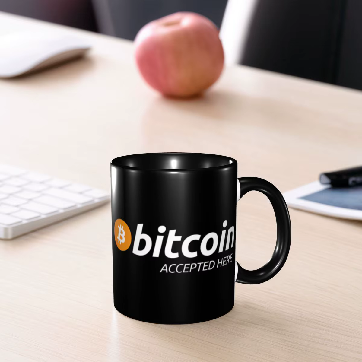 Bitcoin accepté ici tasse à café bricolage personnalisé en céramique thé lait