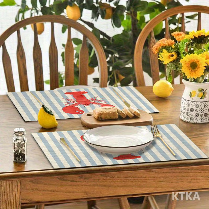 4 pièces, sets de table à rayures bleues et blanches