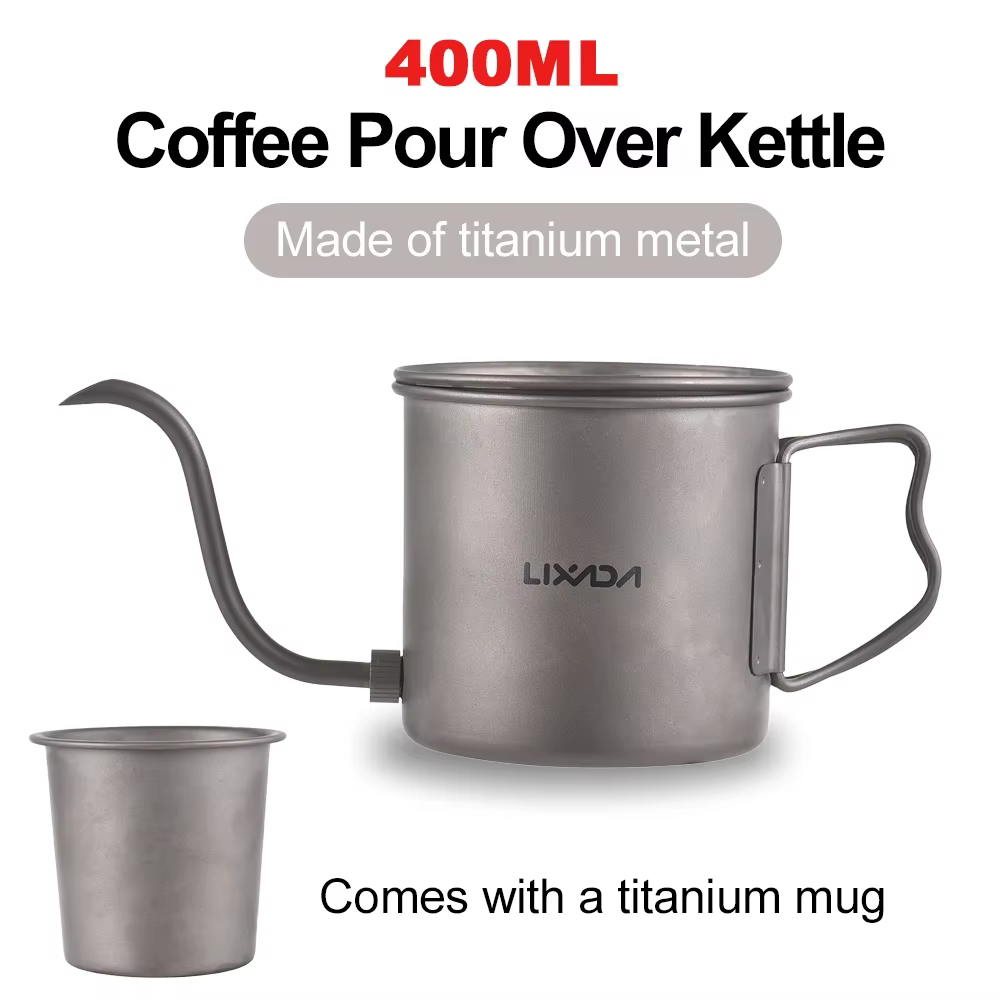Bouilloire à café en titane LIXADA 400 ml