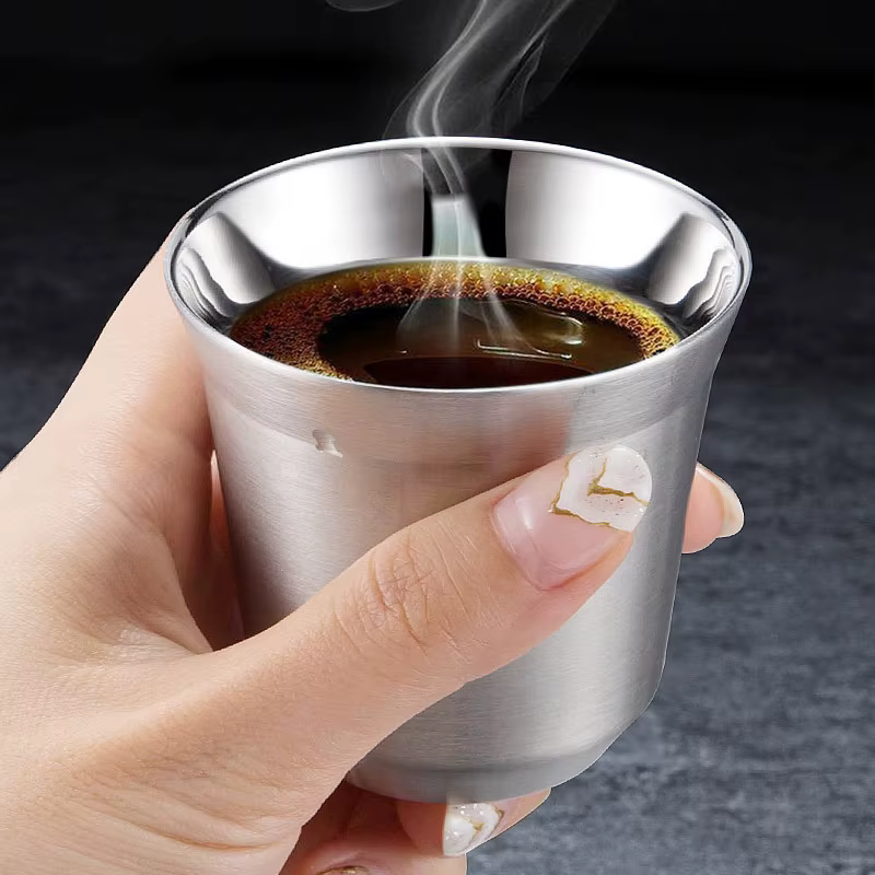 1 pièces 80ml 160ml 250ml Mini tasses à café de haute qualité en acier inoxydable Double paroi
