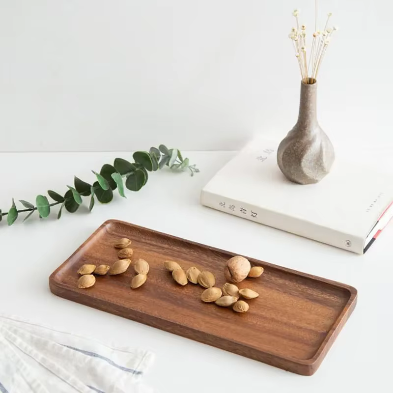 Musowood-Assiette de service en bois rectangulaire