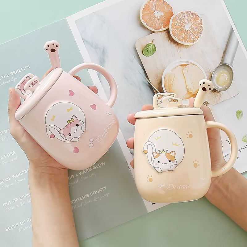 JUSTINLAU tasse chat avec couvercle et bec créativité