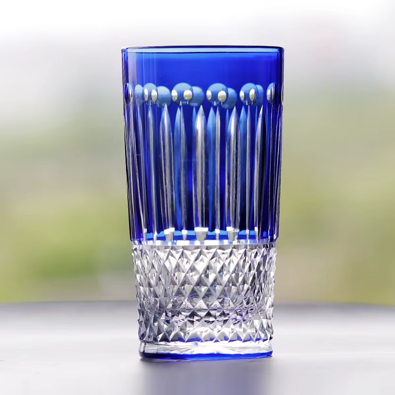Edo Kiriko-Verre à boire du vin bleu
