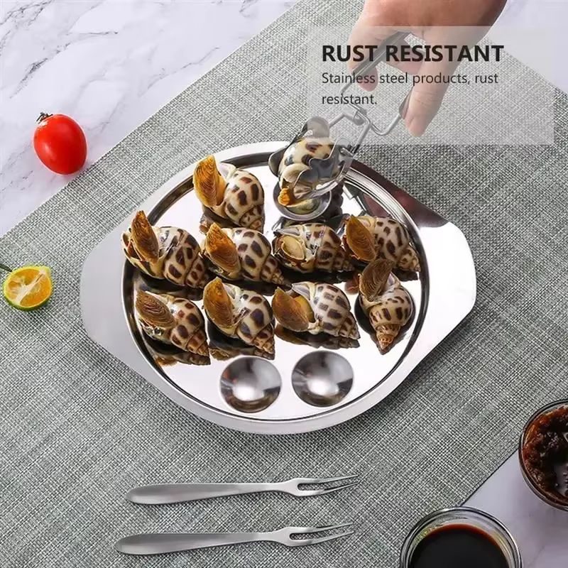 Mini assiette d'escargot de cuisine de service de verrouillage d'acier inoxydable pour la cuisson