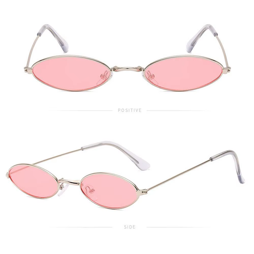 Lunettes de soleil classiques à petite monture narrétro pour hommes et femmes, nuances vintage, lentille de document en métal, lunettes design à la mode