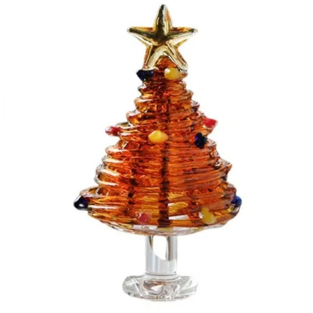 Décoration de Noël : Figurines d'arbre de Noël en verre brossé faites à la main, mini artisanat, décoration de Noël