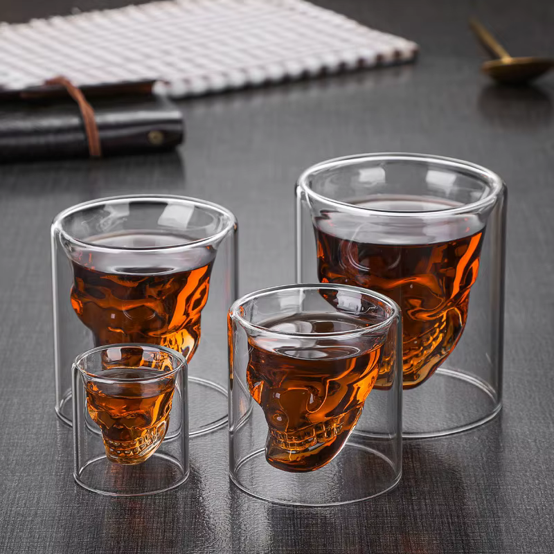 Barre de verre créative Double crâne