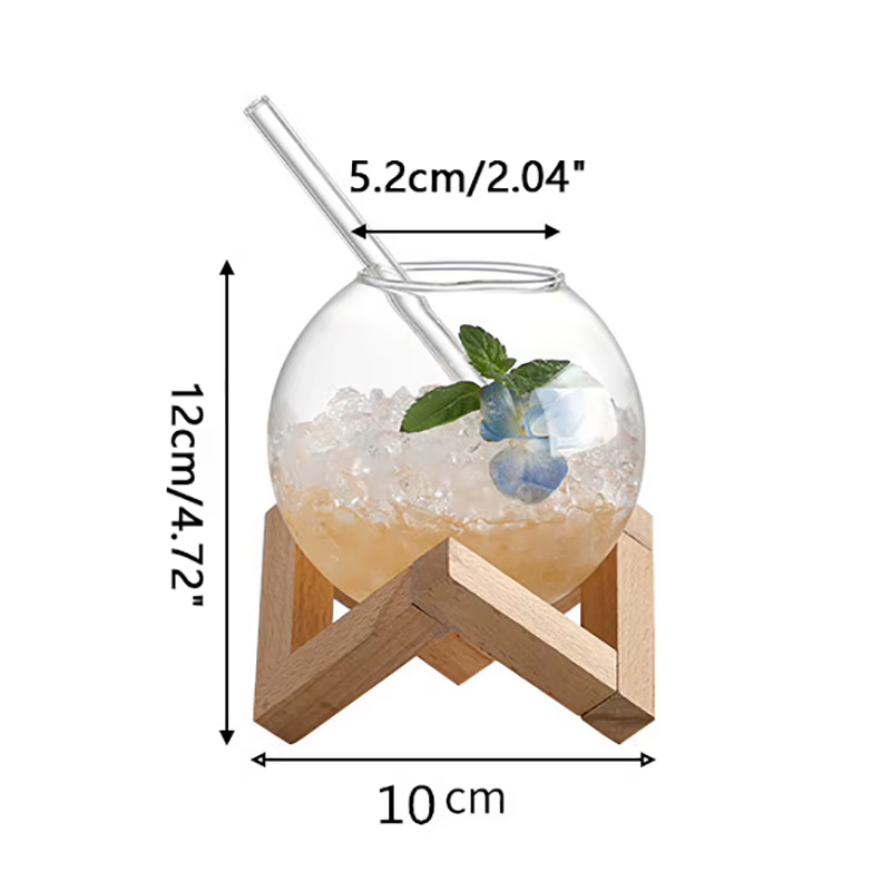 Verre à cocktail avec support en bois