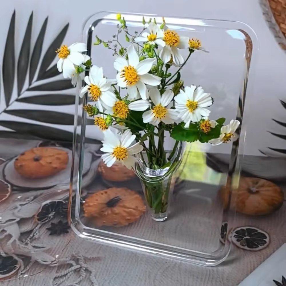 Vase à fleurs créatif transparent, cadre photo décoratif, vase d'art moderne, cadre photo, vase de présentation de fleurs, décoration d'intérieur