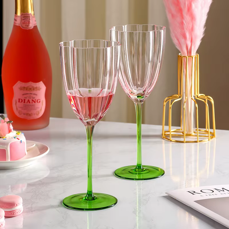 Gobelet à pétales français Vintage rose vert