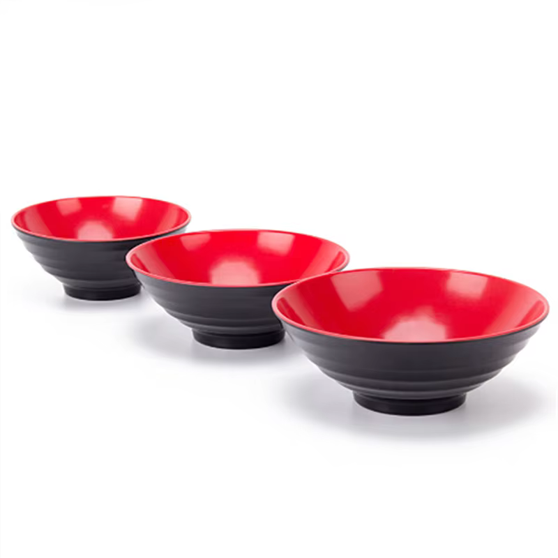 Bol à nouilles en mélamine rouge et noir