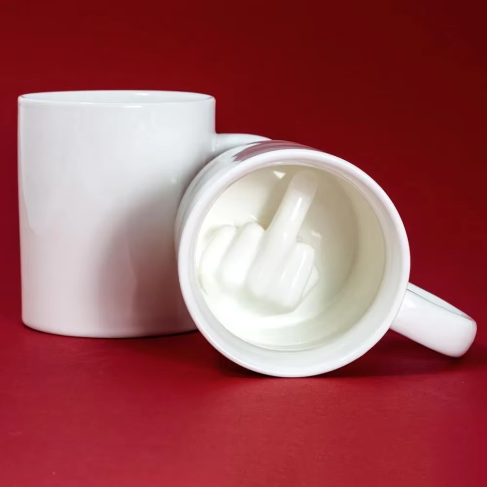 Tasse à Café Créative en Céramique avec Doigt du Milieu