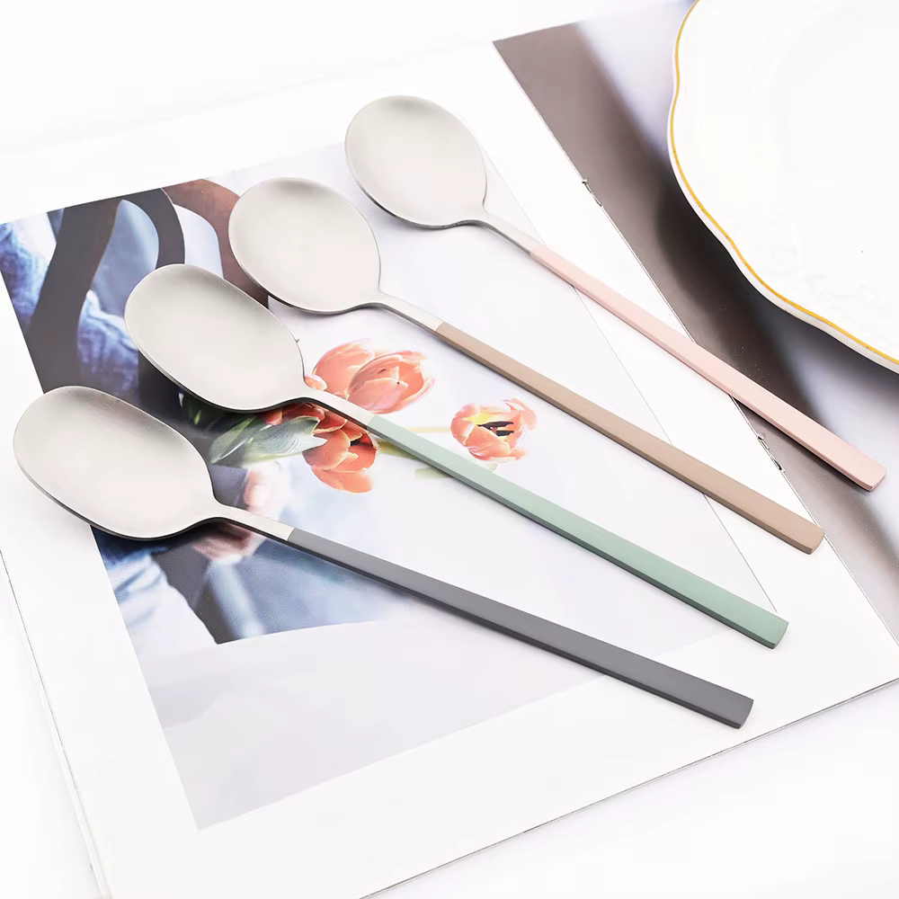 8 pièces coréen service de vaisselle argent haute qualité en acier inoxydable ensemble de couverts mat dîner cuillère
