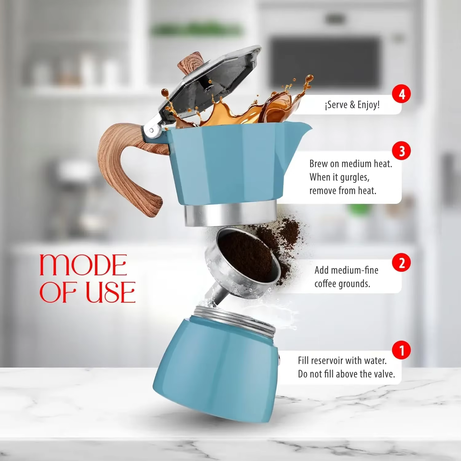Cafetière Moka en aluminium de qualité supérieure