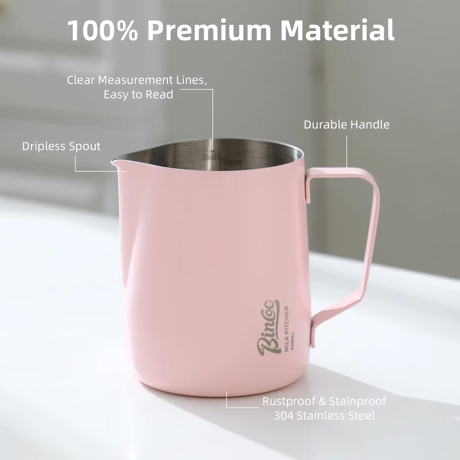 BINCOO 350/600ML pichet à mousser le café