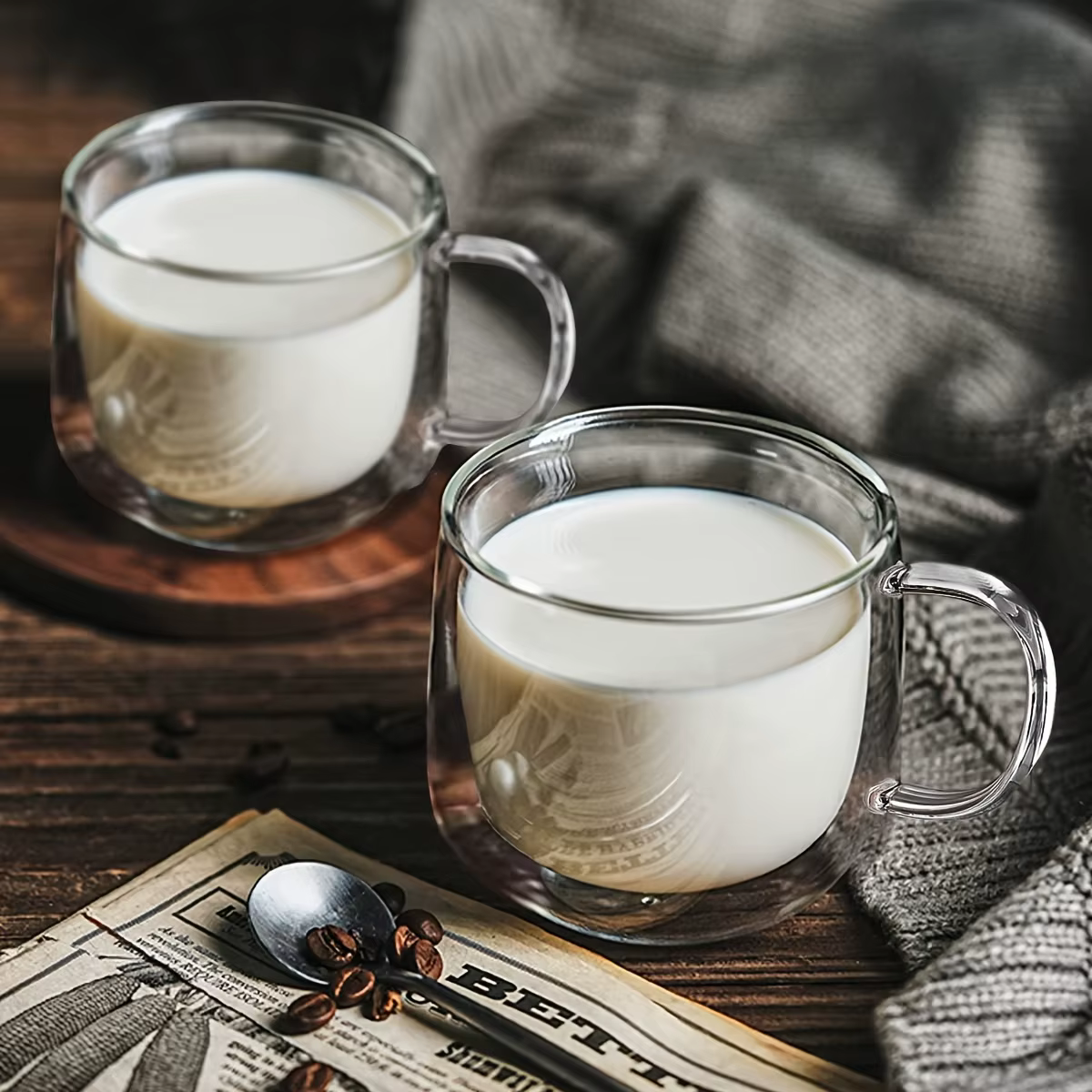 Paquet de 2 tasses à café en verre-ensemble
