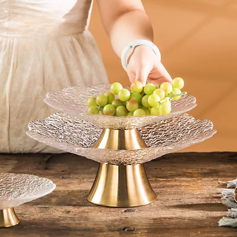 Assiette de fruits en verre à jambes hautes de luxe légère