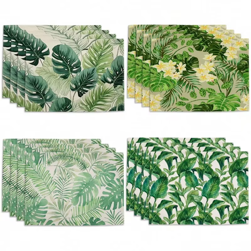 Sets de Table Imprimés de Feuilles Vertes Tropicales