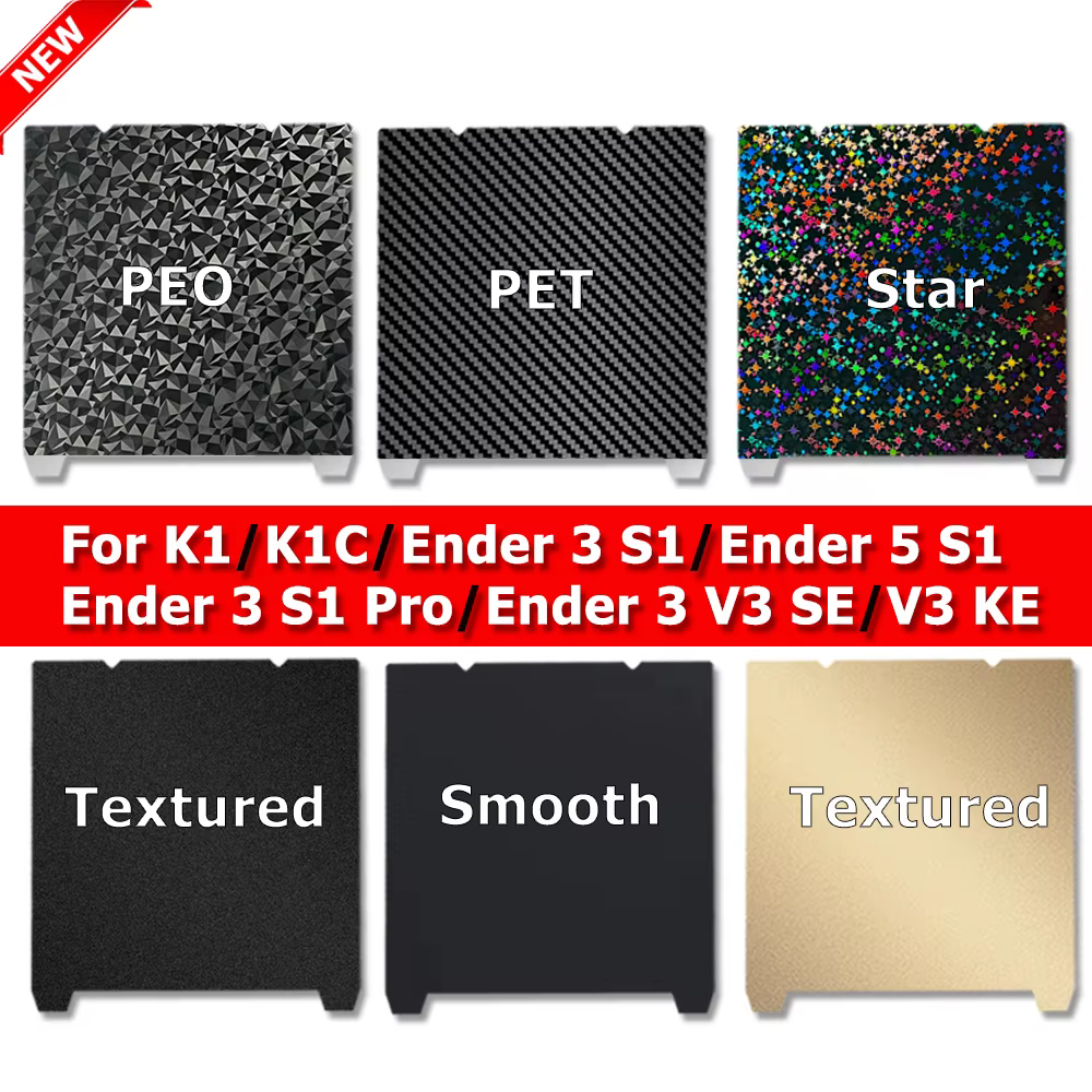Lit d'impression à ressort en acier, plaque de construction pour Creality K1/K1C/Ender 5 S1/Ender 3 S1 Pro/Ender 3 S1/Ender V3 KE/Ender3 V3 SE PEI