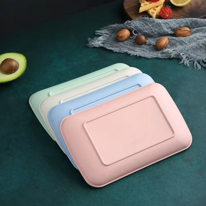 Assiette rectangulaire créative en paille de blé