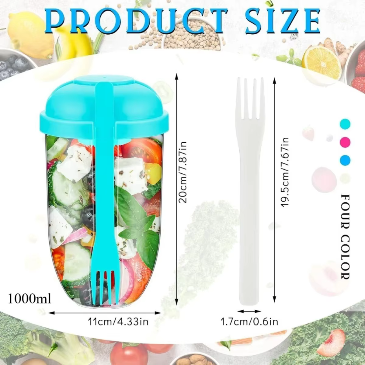 Tasse à salade anti-fuite avec couvercle