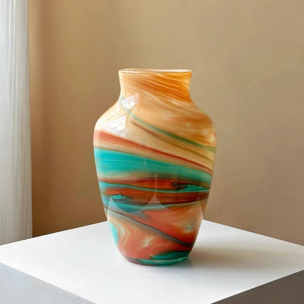 Vase en verre, ornement luxueux et élégant, arrangement floral pour salon, décoration rétro pour la maison, dispositif de culture aquatique artistique