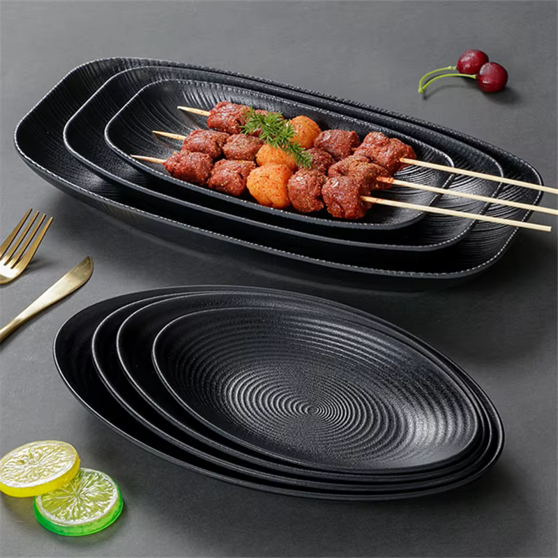 Plateaux à steak de mélamine noire